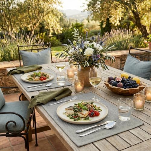 Artoid Mode Light Grey Placemats Set of 4, 12x18 Inch Washable Holiday Table - Image 5