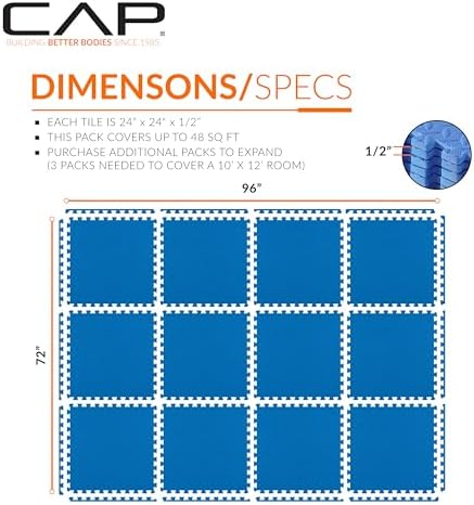 CAP Puzzle Exercise Mats | 1/2” Thick EVA Interlocking Foam Tiles - Image 4