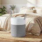 OIAHOMY 60L Nursery Hamper Laundry Basket Laundry Hamper Grey/White - Image 6