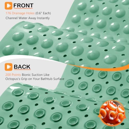 Yimobra Non Slip Bath Mat for Tub 40x16, Extra Long Bath Tub Mat - Image 3