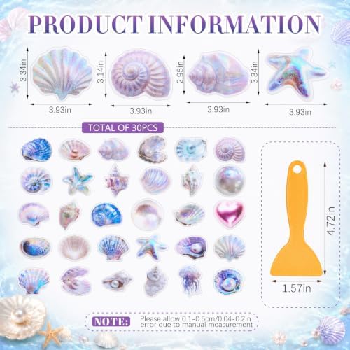 Fullhawl 30 Pcs Seashell Non Slip Bathtub Stickers - Image 2