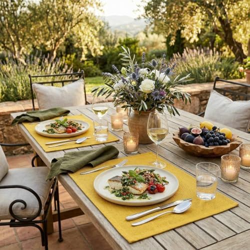 Artoid Mode Yellow Placemats Set of 4, 12x18 Inch Summer Fall Washable Holiday - Image 6