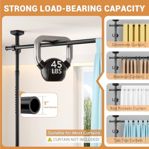 Room Divider Curtain Rod, No Drilling Adjustable Space Partition, Heavy Duty - Image 3