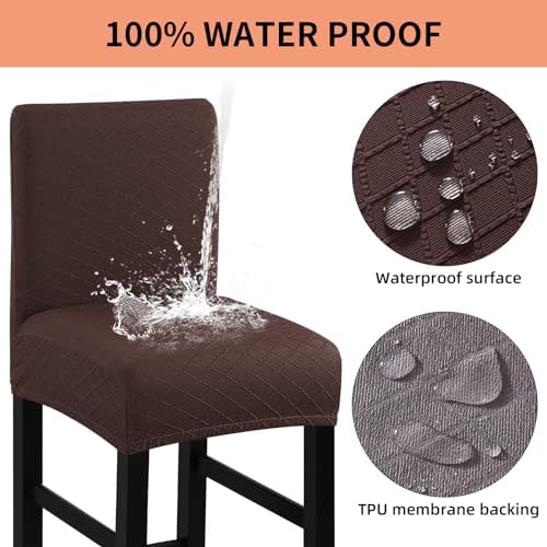 Fuloon Waterproof Barstool Covers Chair Slipcovers, 4 Pack - Image 3