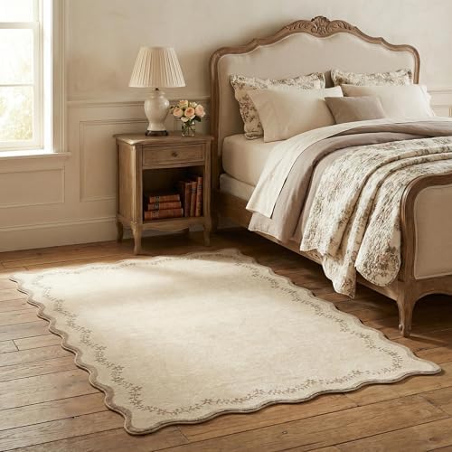 GarveeHome 3x5 Scalloped Washable Area Rug Non Slip Bedroom Entryway Rug - Image 2