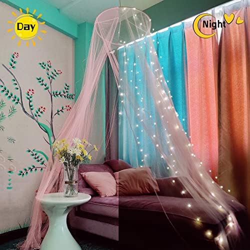 Bed Canopy Mosquito Net with 250pcs Warm White Curtain Lights, - Image 2