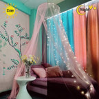 Bed Canopy Mosquito Net with 250pcs Warm White Curtain Lights, - Image 2