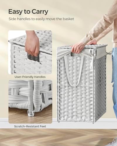 SONGMICS Laundry Hamper with Lid, 23.8 Gal Synthetic Rattan - Image 4