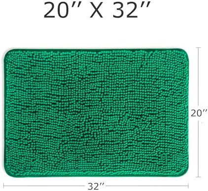 Yeaban Chenille Emerald Bathroom Rug 20"x32", Non-Slip Rubber Backing - Image 2
