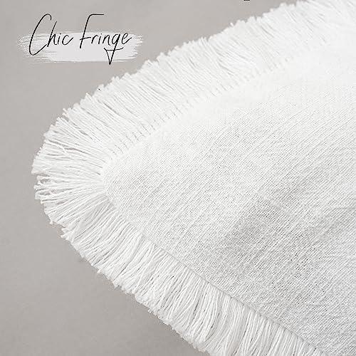Foindtower Decorative Linen Fringe Throw Pillow Covers 26×26 Inch - Image 3