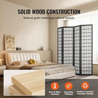 VEVOR Room Divider, 4 Panel Japanese Room Divider, Wood Folding Privacy Screen - Image 5