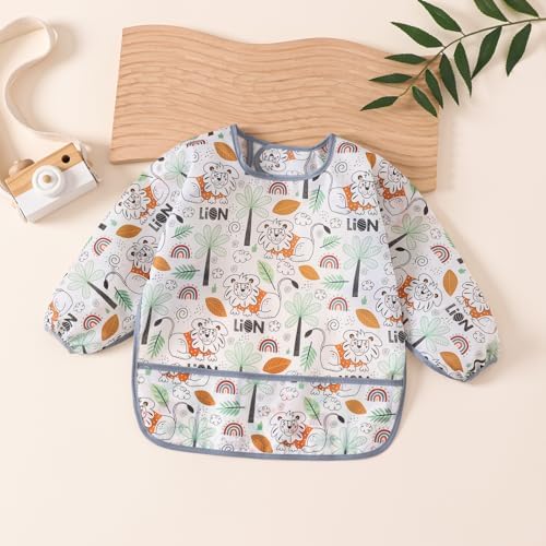 5 Pcs Long Sleeved Baby Toddler Bibs Waterproof Sleeved Bib 3-24 Months - Image 5