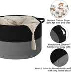 90L Extra Large Blanket Basket, Woven Laundry Basket-Black&Dark Grey - Image 3