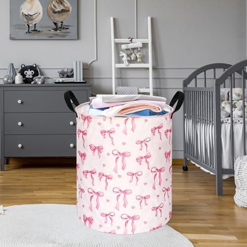 Round Laundry Basket Storage Bins Nursery Hamper Gift Baskets - Image 5