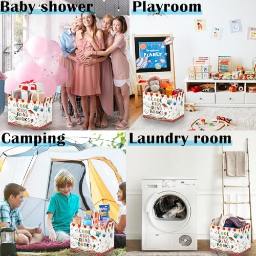 Runtoo Cool Kids Read Books Storage Bins Inspirational Quotes Book Basket Toys - Image 6