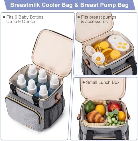 Breastmilk Cooler Bag with Ice Pack Fits 6 Baby Bottles up to 9 Ounce, Breast - Image 4