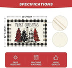 Artoid Mode Waterclor Buffalo Plaid Christmas Trees Placemats Set of 2 - Image 6