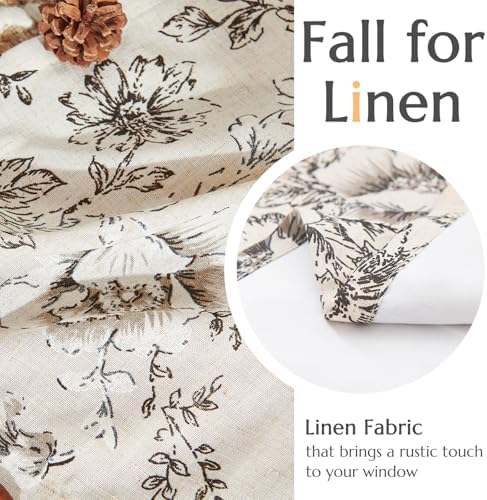 jinchan Black Floral Linen Valance Curtain Lined 16 Inch Rod Pocket 1 Panel - Image 5