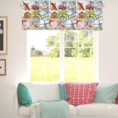 Unisex Farm Animals Cows Chicken Horse Sheep Pigs Nursery Short Curtain Valance - Image 5