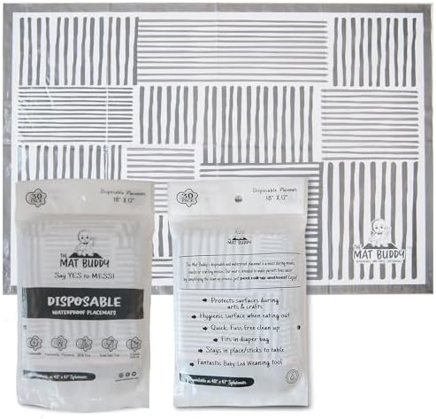 Disposable Place Mats with 4-Sided Adhesive, Non-Toxic by The+Mat+Buddy