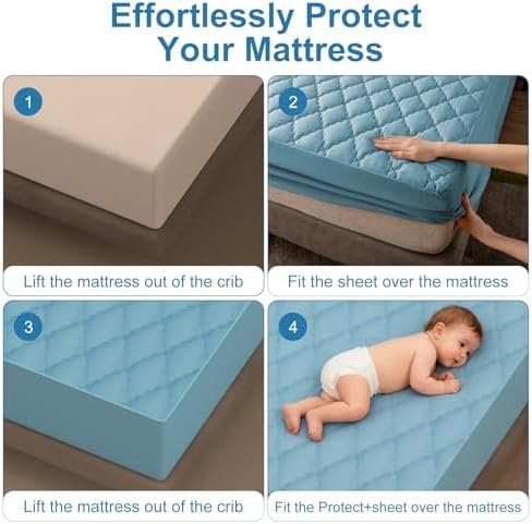 2Pack Waterproof Crib Mattress Protector, Cotton 52X28 Fitted Crib Sheets Crib - Image 5
