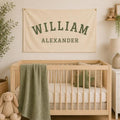 Custom Baby Name Canvas Banner Personalized Nursery Pennant Flag Wall Decor by DUNACO
