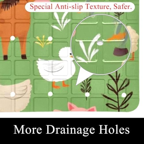 Bath Tub Shower Mat, Washable Bathtub Floor Mats, Suction Cups and Drain Holes - Image 2
