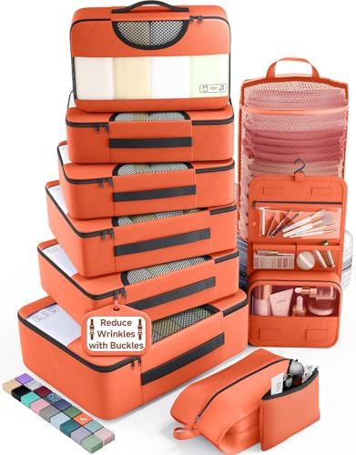 Veken 10 Set Packing Cubes for Travel Essentials, Anti-Wrinkle Buckled Suitcase by Veken
