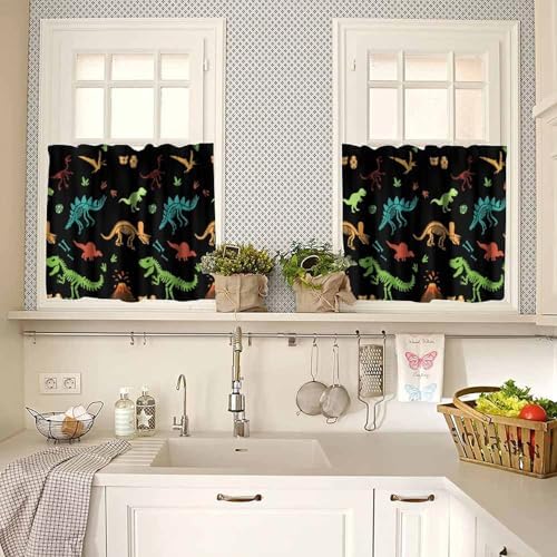 Dinosaur Valance Curtain for Boys Kids Nursery Playroom Room Decor Cartoon Dino - Image 2
