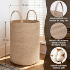 MEGASKET Large Woven Laundry Basket, 80L Tall Blanket Storage - Image 2