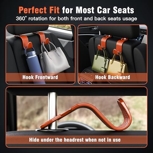 4-Pack Car Headrest Hooks Holds 55lbs Seat Storage Organizer - Image 4