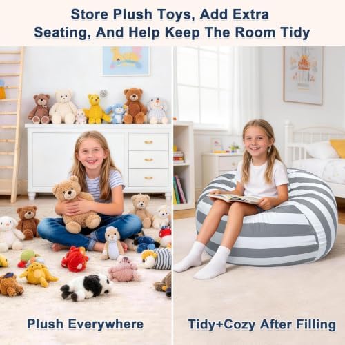 Lukeight Stuffed Animal Storage Bean Bag Chair Cover - Image 3