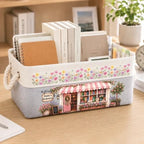 Custom Book Storage Basket, Personalized Little Corner Bookshop Organizer - Image 4