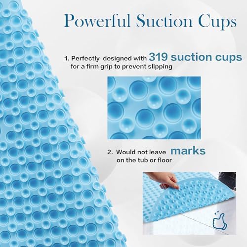 Blue Bath Mat for Tub Non Slip 27x15 - Image 3