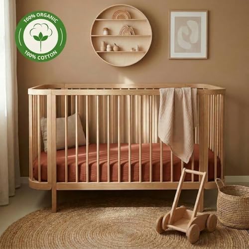 Crib Sheets, 100% Organic Cotton Muslin, Fitted 28"x52" Standard - Image 4