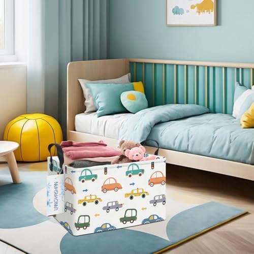 Rectangular Collapsible Color Cars Storage Basket Nursery Organizer - Image 5