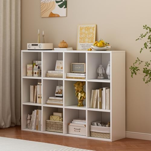 OSCHF 12-Cube Storage Shelf Bookcase, Warm White - Image 2