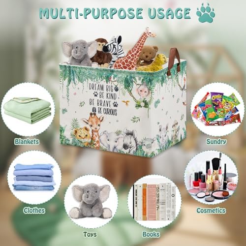 Jungle Nursery Decor Basket 36L Woodland Forest Animal Baby Gift Basket Safari - Image 5