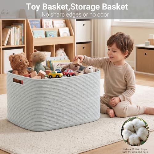 Large Laundry Basket/Hamper, Light Grey Basket - Image 4