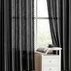 MitoVilla Boho Linen Bedroom Curtains 84 Inch Length 2 Panels Set, Bohemian - Image 2