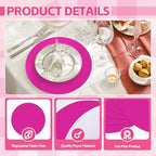 50 Pieces Hot Pink Paper Place Mats Round Disposable Table Mats Decorative - Image 4