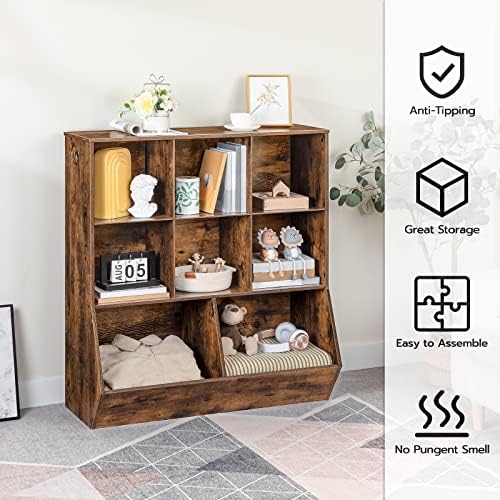 HOOBRO Kids Bookshelf, Toy Storage Cabinet, Kids Toy Organizer, 8 Cubicles - Image 5