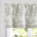 Vangao Floral Valances for Windows Leaf Grey W50 X 16L 1 Panel by Vangao