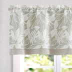 Vangao Floral Valances for Windows Leaf Grey W50 X 16L 1 Panel by Vangao