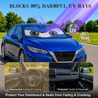 Car Windshield Sun Shade, Universal Fit Compact Sedan SUV, Monster Blue - Image 3