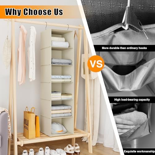 Hanging Closet Organizer 6-Shelf, Oxford Fabric Wardrobe Storage - Image 7