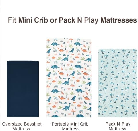 david's kids 3 Pack Mini Crib Sheets, Soft Breathable Premium Pack N Play Sheets - Image 7