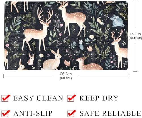 Shower Mat Non Slip 26.8 x 15.1 Inches, Deer Floral Bathtub Mat Shower Stall - Image 3
