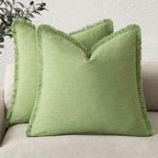 Foindtower Decorative Linen Fringe Throw Pillow Covers 26×26 Lime Green by Foindtower