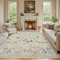 8x10 Area Rugs Boho Floral Washable Living Room Rug Neutral Carpet Bedroom by Yidanamy